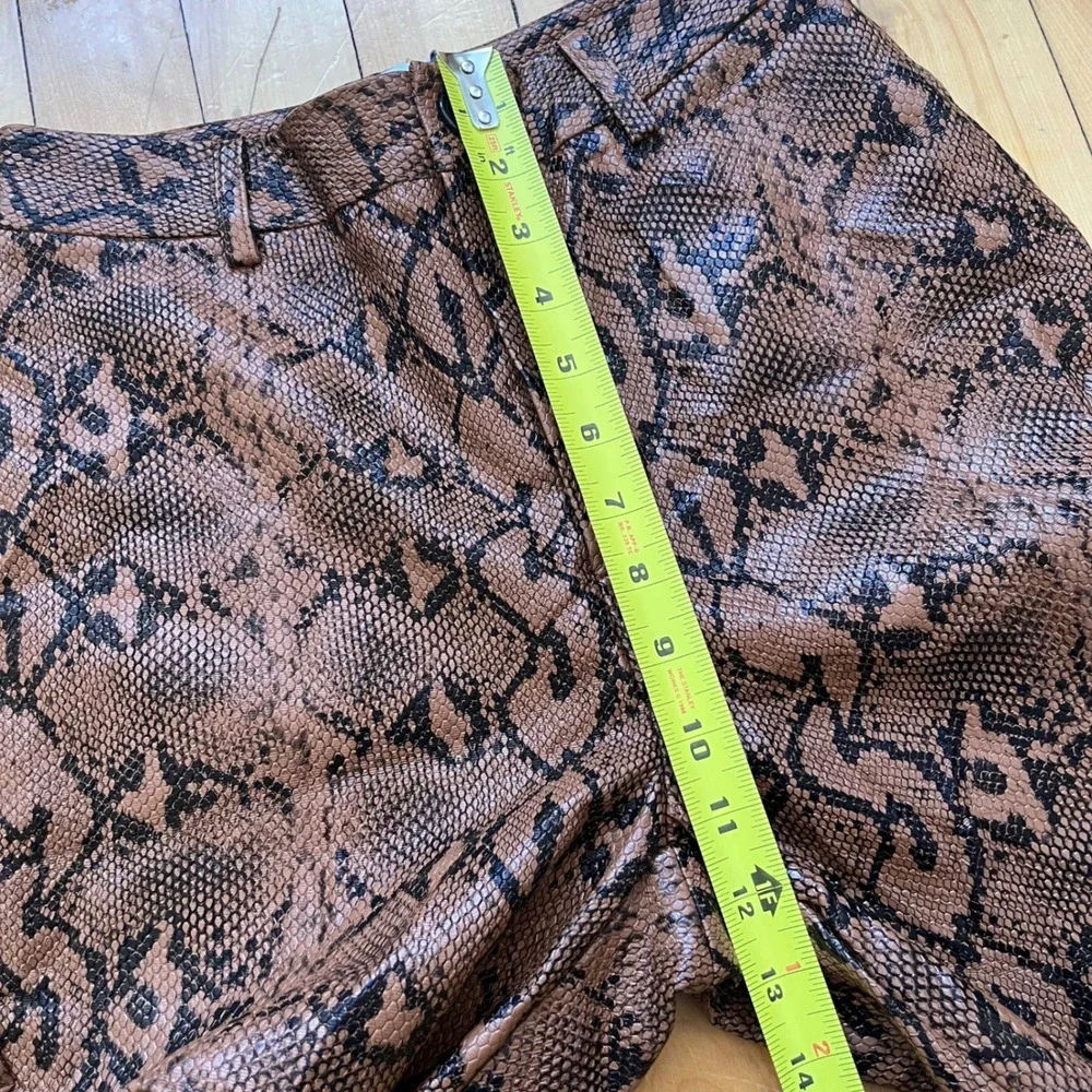 Princess Polly Snake Print Faux Leather Wide Leg Pants Brown Black Size 2 - Picture 2 of 7